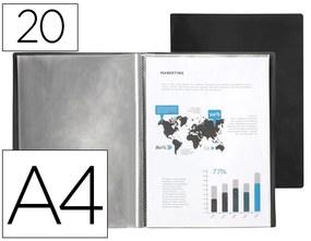 Capa Catalogo Liderpapel 20 Bolsas Polipropileno Din a4 Preto Opaco