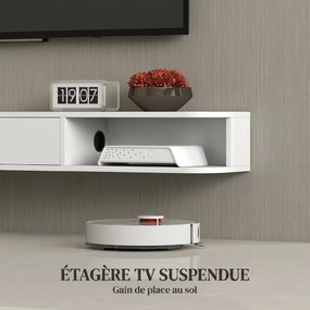 Móvel de TV Suspenso, 140 x 24 x 16 cm, Montagem Mural, Branco