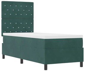 Cama Box Spring vidaXL com Colchão e LED Verde Escuro 80x200 cm Veludo
