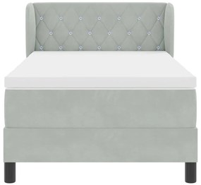 Cama Box Spring com Colchão Cinza Claro 90x190 cm Veludo