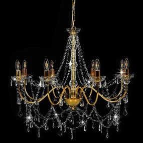 Lustre com contas lâmpadas 8 x E14 dourado