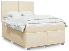 Cama com molas/colchão 160x200 cm tecido cor creme
