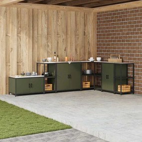 vidaXL Prateleira de Armazenamento de Cozinha Verde Azeitona Aço