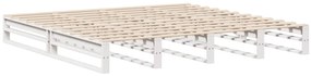 Cama com estante sem colchão 200x200 cm madeira maciça branco