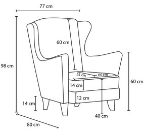Cadeira Wing Lola Prestij – Antracite – 77x98x80 cm