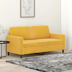 vidaXL Sofá de 2 lugares veludo 140 cm amarelo