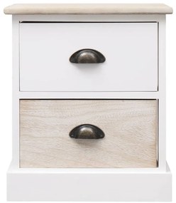 Mesas de cabeceira 38x28x45 cm 2 pcs paulownia branco e natural
