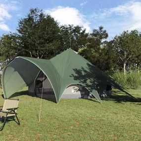 vidaXL Tenda Teepee com telhado Verde e Cinza 600 x 600 x 347 cm