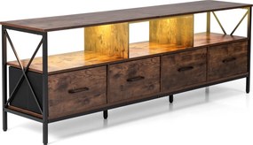 Móvel de TV, 180 x 40 x 63 cm, Iluminação LED com Comando, Castanho