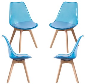 Pack 4 Cadeiras Synk Transparentes - Azul
