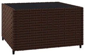 3 pcs conjunto lounge jardim c/ almofadões vime PE castanho