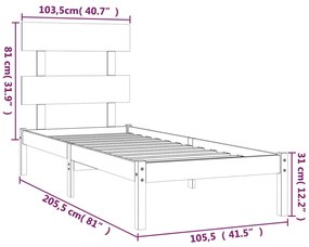 Estrutura de cama 100x200 cm madeira maciça preto