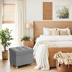 Banco de linho elegante com espaço de arrumação 32 x 40 x 33,5 cm cinzento escuro