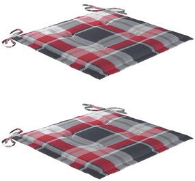 Conjunto bistrô c/ almofadões xadrez vermelho 3 pcs teca maciça