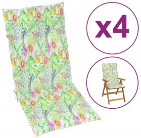 vidaXL Almofadões para cadeiras altas de jardim 4 pcs tecido folhas