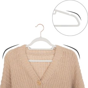 Conjunto de 50 cabides de veludo 45 x 23,5 cm branco + rosa dourado