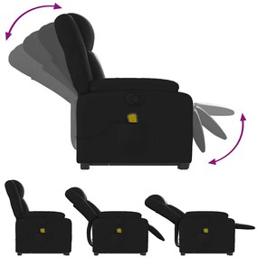 Poltrona massagens reclinável elevatória couro artificial preto