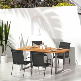 vidaXL Cadeiras de jardim 4 pcs aço e textilene preto
