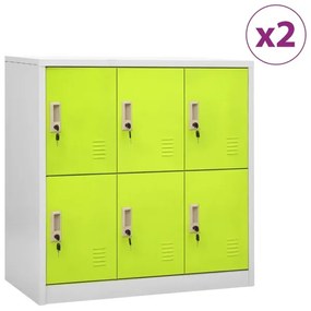 Cacifos 2 pcs 90x45x92,5 cm Aço Cinzento-claro e Verde