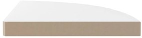Prateleira de canto suspensa 35x35x3,8 cm MDF branco brilhante