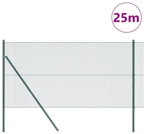 Cerca de Arame Soldado com 13 Postes Verde 1,2x25 m Aço