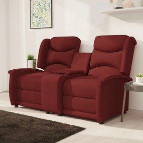 vidaXL Sofá reclinável 2 lug. c/ suportes copos tecido vermelho tinto