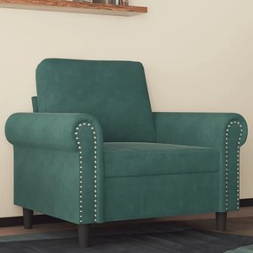vidaXL Poltrona 60 cm veludo verde-escuro