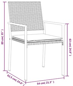 5 pcs conjunto de jantar p/ jardim c/ almofadões vime PE e aço