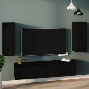 813504 vidaXL Armários de parede 2 pcs 30x30x80 cm pinho maciço preto