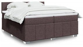 Cama com molas/colchão 200x200 cm tecido castanho-escuro