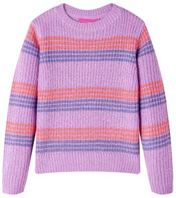 Camisola de malha para criança riscas lilás e rosa 128