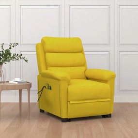 vidaXL Poltrona de massagens elevatória veludo amarelo