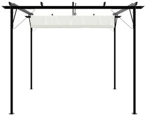 Pérgola com toldo retrátil 3x3 m aço branco nata