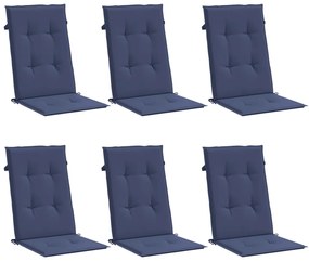 Almofadões cadeira encosto alto 6pcs tecido azul-marinho