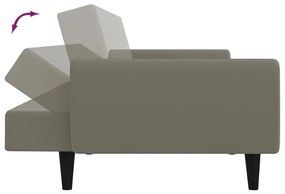 Sofá-cama de 2 lugares veludo cinzento-claro
