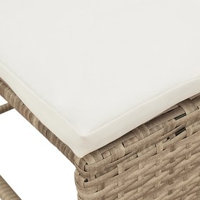 Conjunto de Sofá para Exterior Bege e Creme Rattan e Tecido Médio