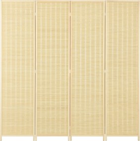 Biombo de madeira para separar divisões, divisória dobrável de 4 painéis, 180 x 180 cm, natural