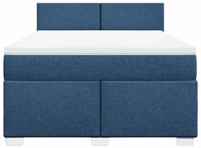 Cama com molas/colchão 160x200 cm tecido azul