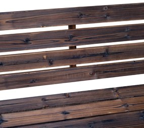 Banco de madeira ao ar livre com apoio de braços em forma de roda Vista envelhecida para varanda Terraço 105,5x56x75 cm Marrom rústico