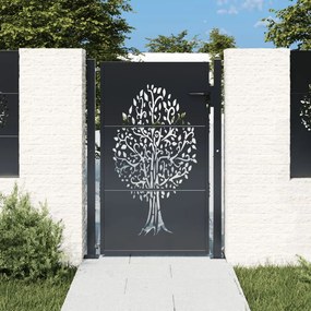 vidaXL Portão de jardim 105x130 cm aço design árvore antracite