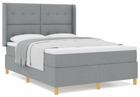 Cama Box com Colchão Cinza Claro 140x200 cm - Tecido