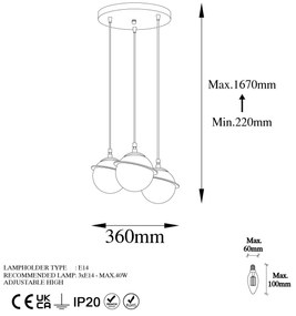 Candeeiro de Teto Hug – Branco – 36 cm x 167 cm