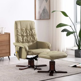 vidaXL Cadeira massagens recl. + apoio pés couro artificial cappuccino