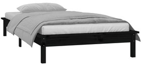 Estrutura de cama c/ LED solteiro 90x190cm madeira maciça preto