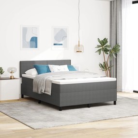 Cama Box Spring com Colchão Cinza 160x200 cm Tecido de Veludo