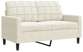 2 pcs conjunto de sofás com almofadões e rolos veludo creme