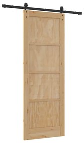 Porta Deslizante Castanho 78 x 211 cm Madeira de pinho maciça