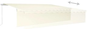Toldo retrátil manual com estore/LED 6x3 m cor creme
