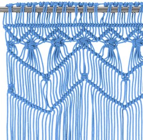 Cortina macramé 140x240 cm algodão azul