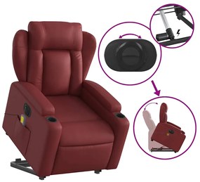 Poltrona reclin. elevatória elétrica couro artif vermelho-tinto